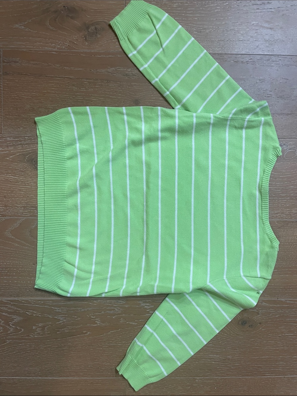 Ralph Lauren Striped 100% Cotton Crewneck Sweater - Lime Green